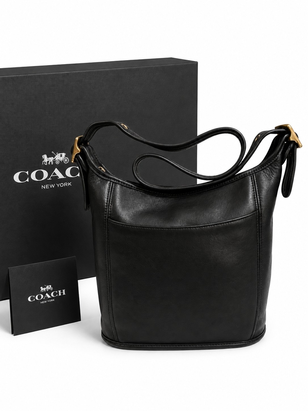 Vintage Coach 9816 Legacy Slim Duffle Black Glove-tanned Leather Bag Excellent!!